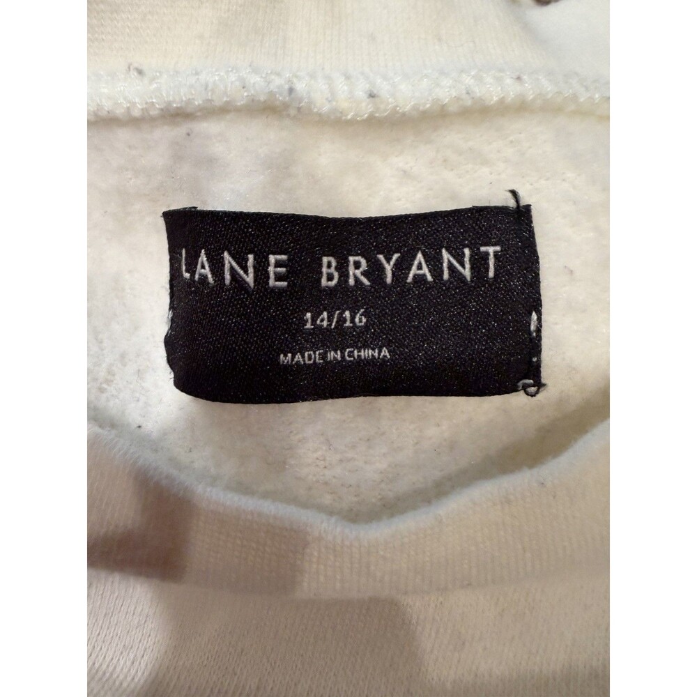 Lane Bryant Merry Graphic Christmas Holiday Cream Long Sleeve Sweatshirt 14/16 - Picture 6 of 8